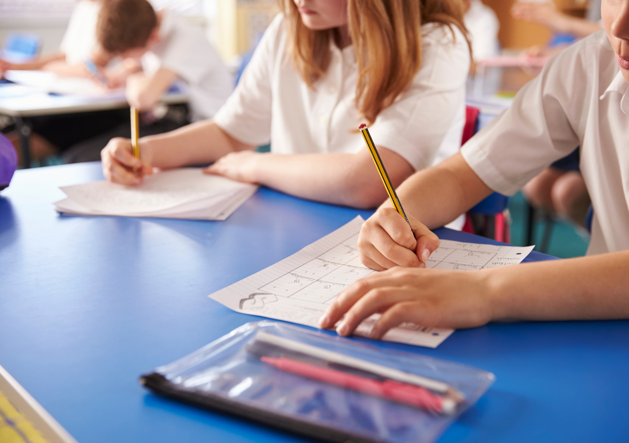 Enfants en classe à l'école des Cèdres
