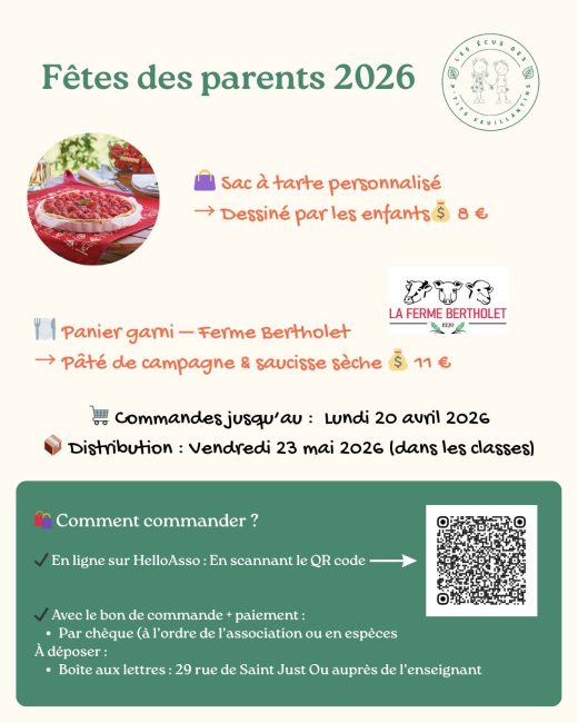 Vente Fête des parents 2026