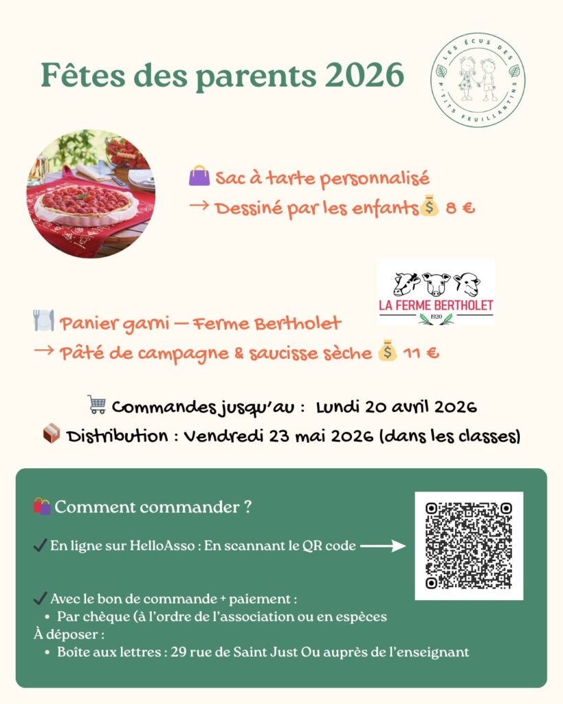 Vente Fête des parents 2026